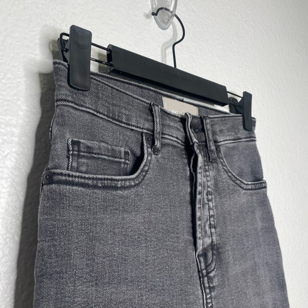 Everlane High-Rise Slim-Straight Ankle Jeans Charcoal Grey Size 25 Ankle - Picture 9 of 14